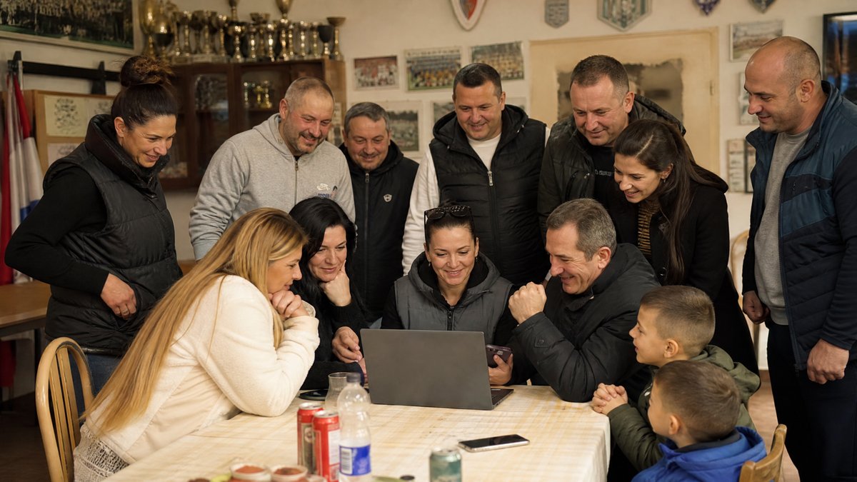 Zajednica sportskog kluba gleda uspješnu crowdfunding kampanju na laptopu - crowdfunding sportski klub Bosna Srbija
